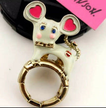 Load image into Gallery viewer, 🐻 🐭 3x BETSEY JOHNSON RINGS! Bears & Mouse HANDMADE w/ Painted Enamel!