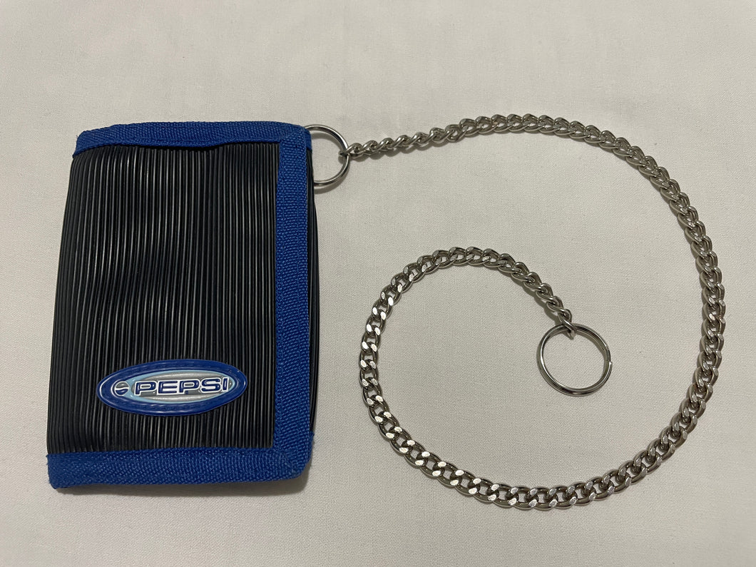 🥤Vintage PEPSI trifold WALLET w/ Chain!