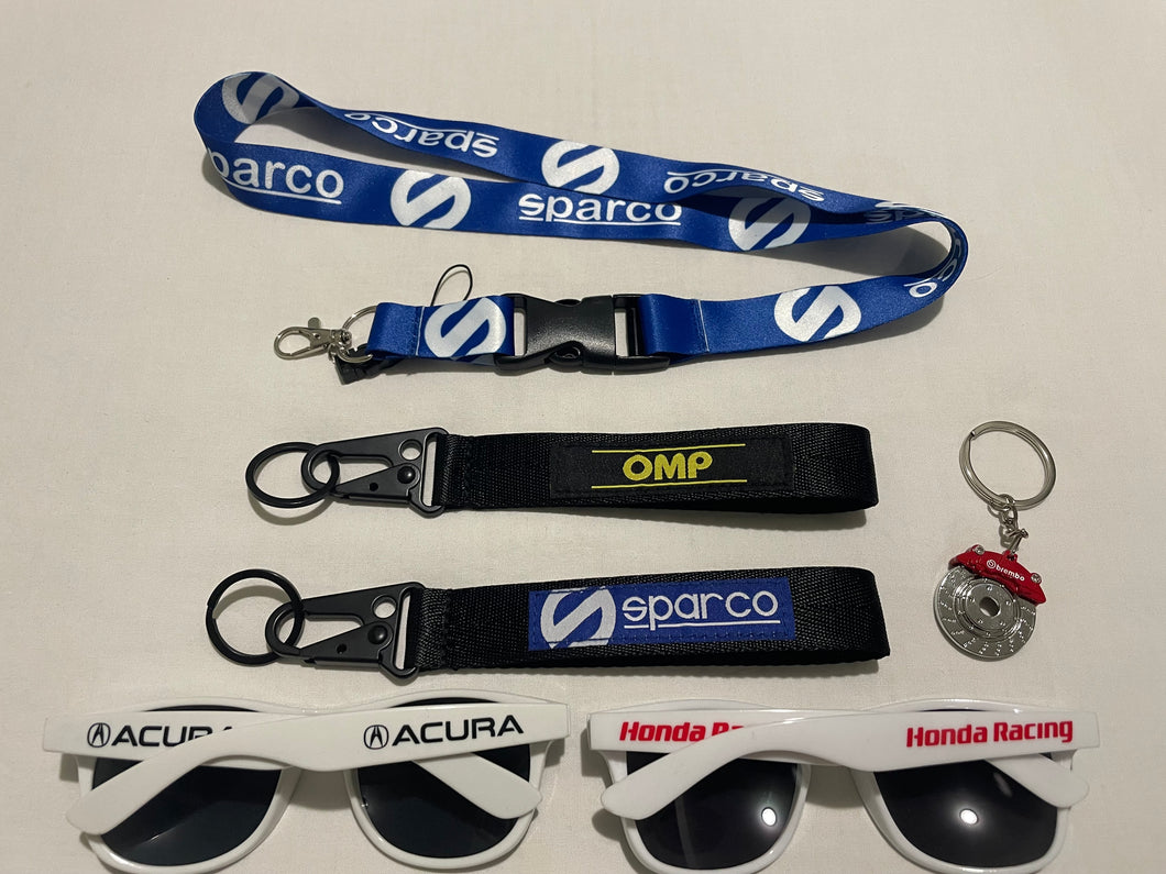 🚘Sparco / OMP / Brembo Brake Keychains Lanyard with Honda & Acura Sunglasses