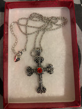 Load image into Gallery viewer, ♥️ Cross Necklace w/ Red Stone Accent

