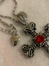 Load image into Gallery viewer, ♥️ Cross Necklace w/ Red Stone Accent
