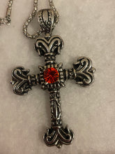 Load image into Gallery viewer, ♥️ Cross Necklace w/ Red Stone Accent
