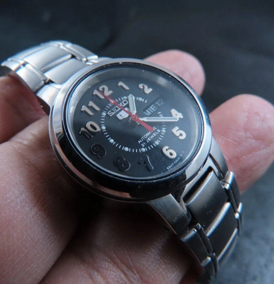 🩶 Women’s Small 24mm SEIKO NO.5 AUTOMATIC WATCH *SPANISH DATE WHEEL*