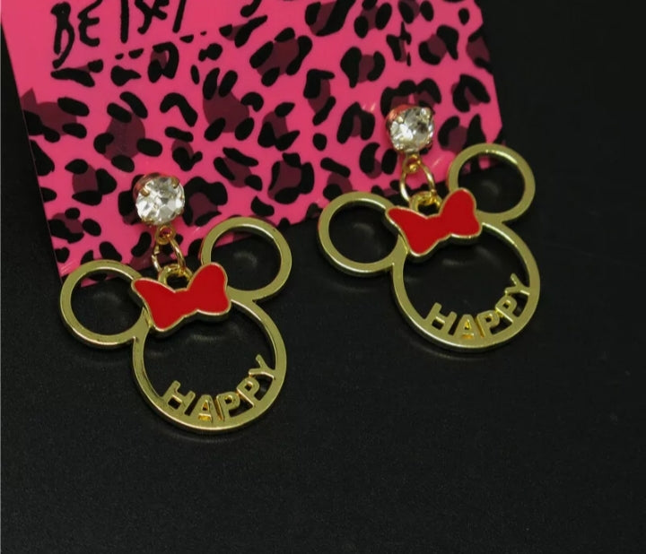 🐭Minnie Mouse `Happy` Earrings by: Betsey Johnson
