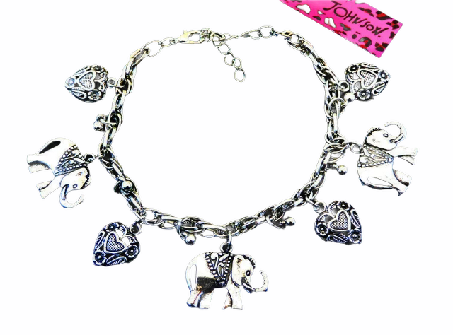 🐘 Hearts & Elephants Charm Bracelet